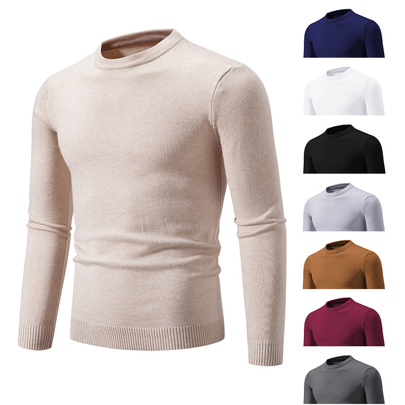 Herren Feiner Strickpullover mit Rundhalsausschnitt und Rippdetails Echoarchiv