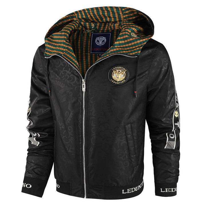 Herren nan leichte Kapuzen-Sportjacke mit Jacquardmuster, Metallreißverschluss und elastischen Bündchen Echo Archiv
