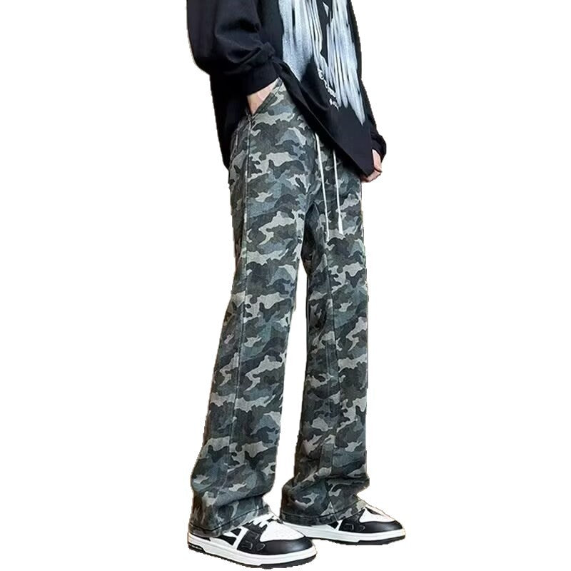 Herren weite Cargohose mit modischem Camouflage-Muster und verstellbarem Bund Echoarchiv