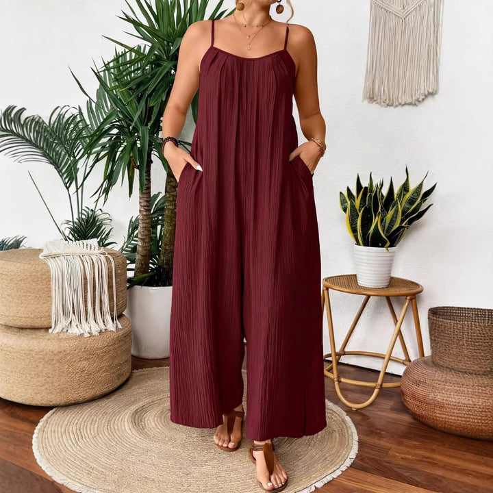 Damen luftiger Jumpsuit mit schmalen Spaghettiträgern und seitlichen Taschen Echo Archiv
