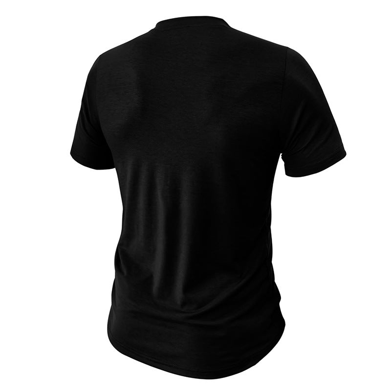 Herren Kurzarm-Henley-Shirt mit modischem Flaggenaufdruck Echoarchiv