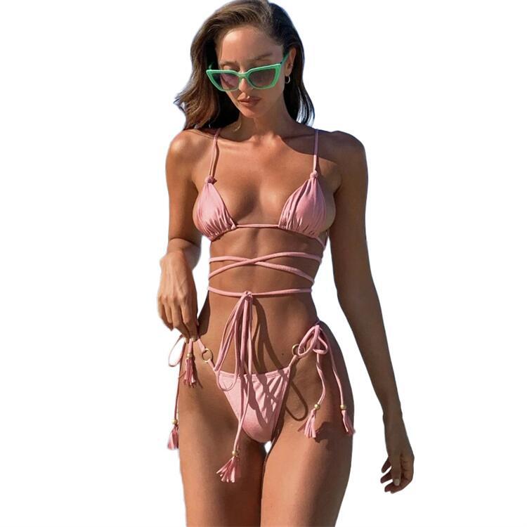 Damen sexy Bikiniset mit verstellbaren Trägern und Fransen Echo Archiv