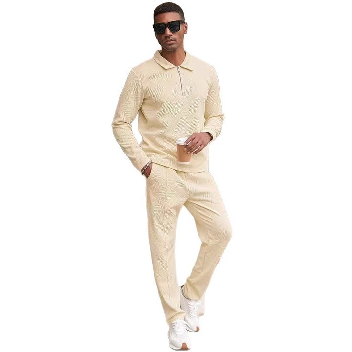 Herren Freizeit-Oberteil und Hose Set mit strukturiertem Design Echoarchiv