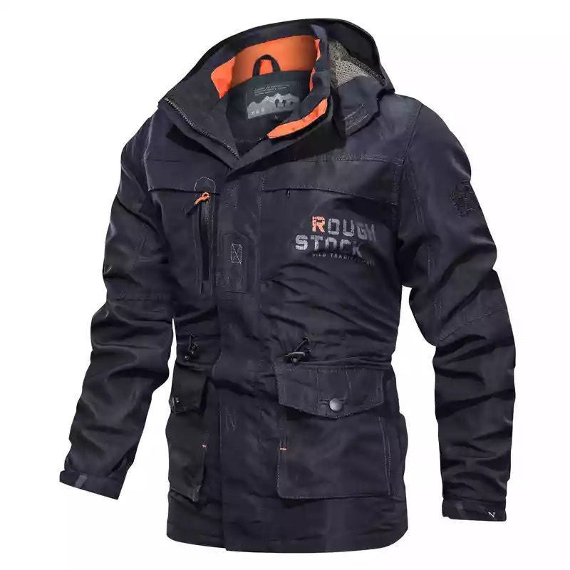 Herren Robust-Canvas-Fieldparka mit Kapuze, taillierendem Kordelzug und Multifunktions‑Taschen Echo Archiv