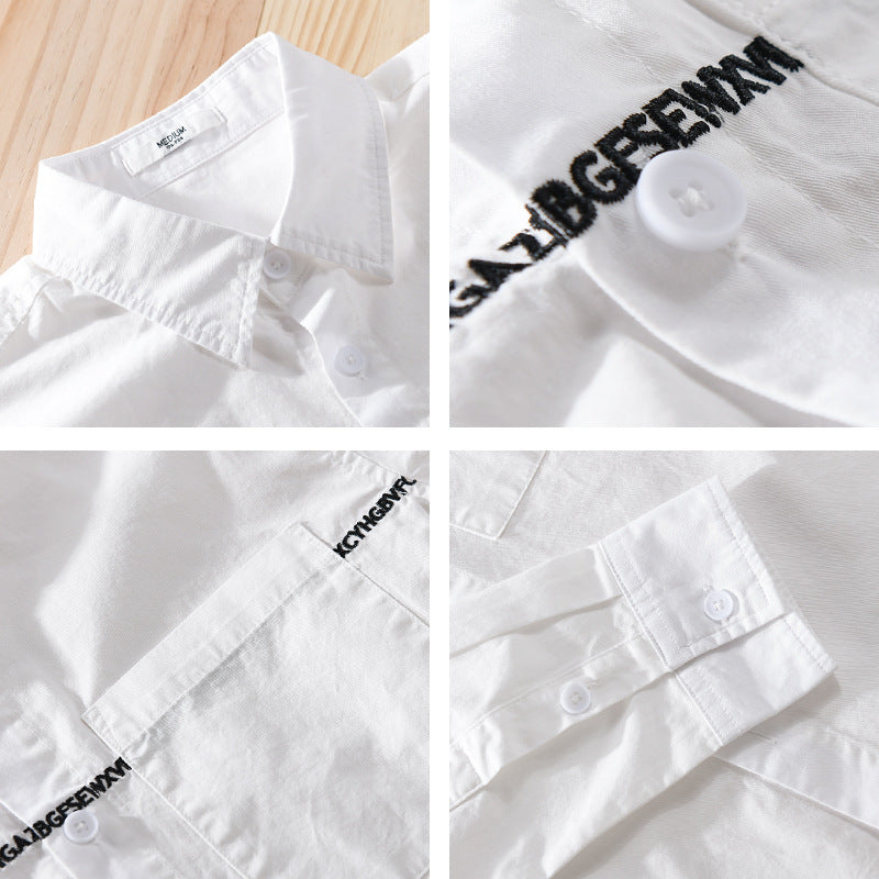 Herren Langarm-Hemd im Overshirt-Stil mit eingearbeitetem Schriftband und Brusttasche Echoarchiv