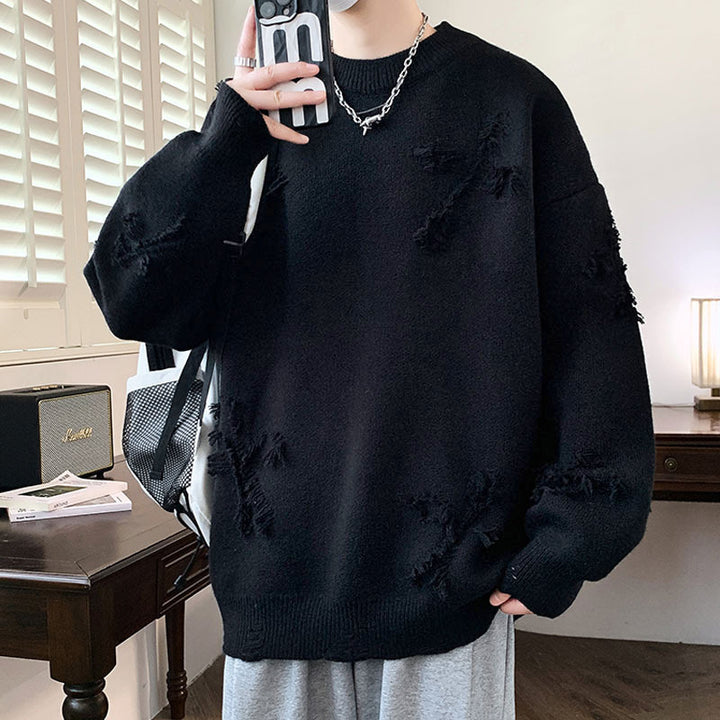 Damen Grobstrickpullover mit Fransen Echoarchiv