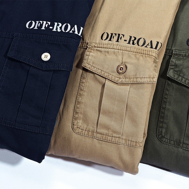 Herren gefüttertes Utility-Hemd mit Brustpattentaschen und Off-Road-Print Echoarchiv