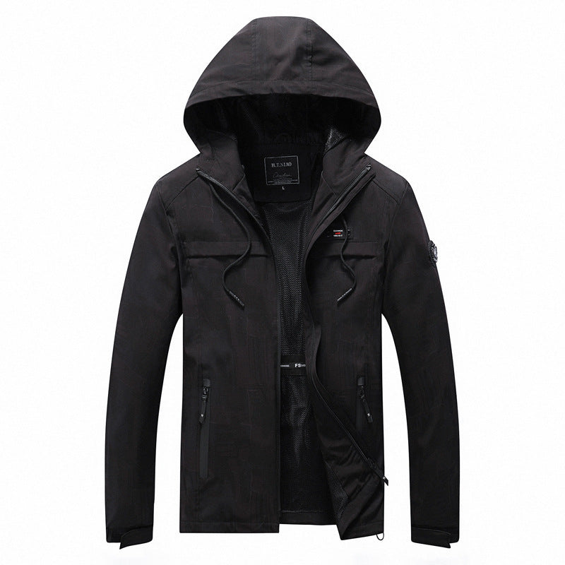 Herren Softshell-Jacke mit Kapuze, winddichtem Außenmaterial und atmungsaktivem Meshfutter Echoarchiv