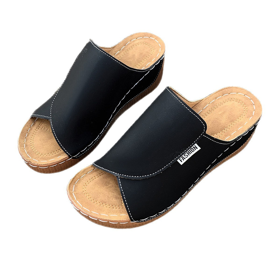 Damen  Slip-On Keil-Mules mit ergonomischem Memory-Fußbett und leicht profilierter Laufsohle Echo Archiv