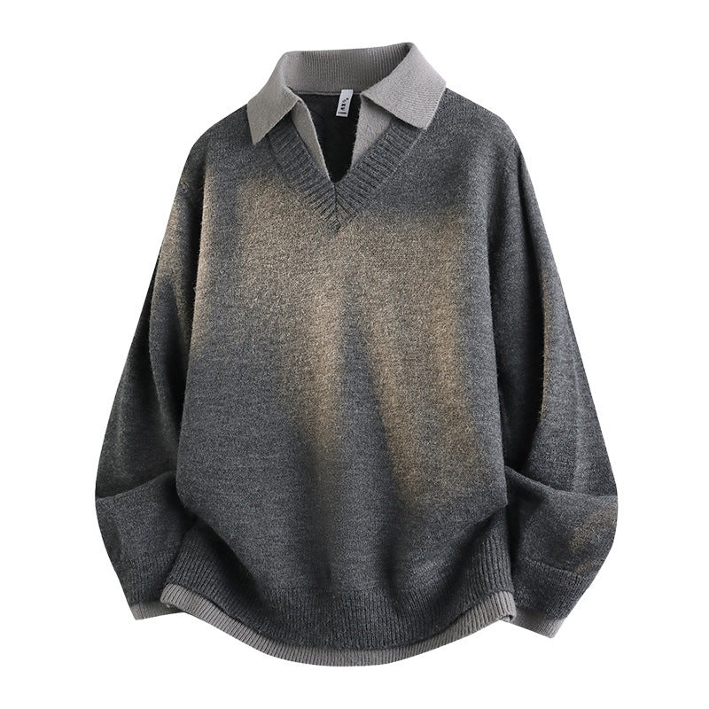 Herren Klassischer Grobstrickpullover mit V-Ausschnitt – Norvane