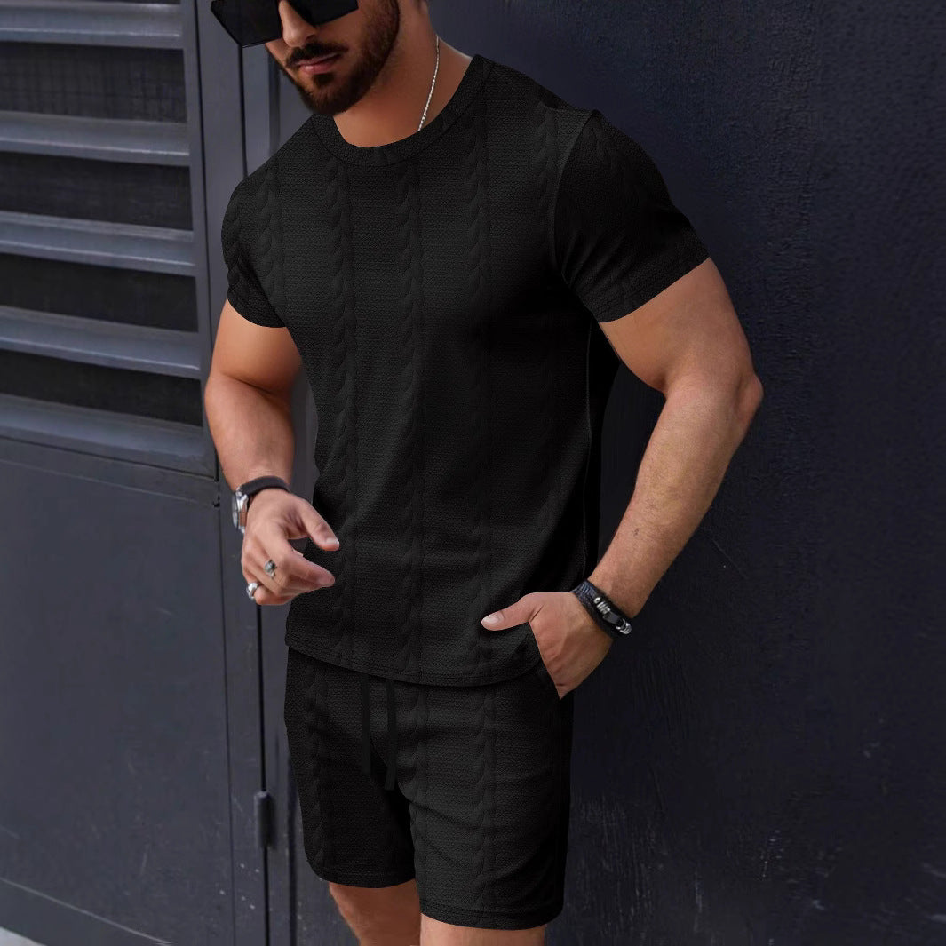 Herren sportliches Kurzarm-T-Shirt und Shorts Set Echoarchiv
