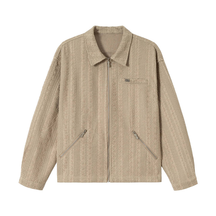 Unisex Texturierte Boxy-Blousonjacke mit durchgehendem Reißverschluss Echoarchiv