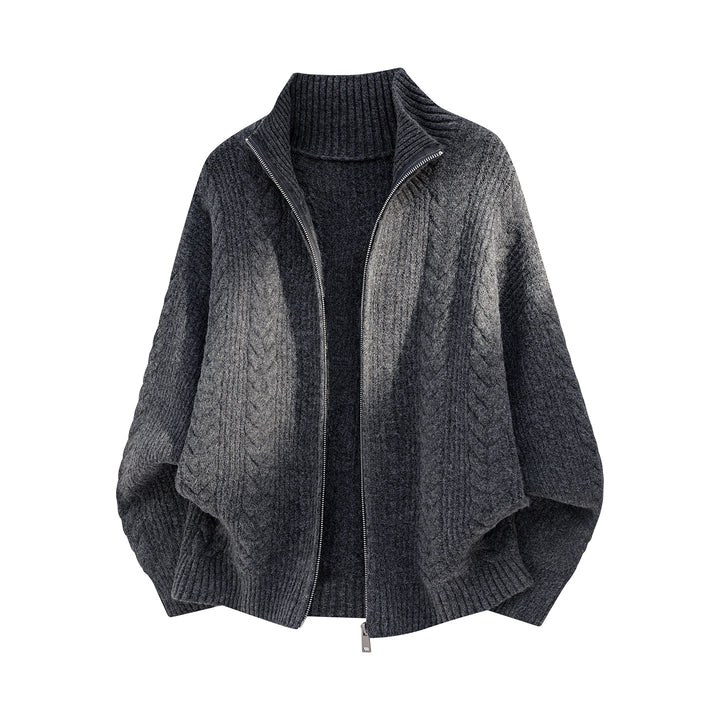 Damen Oversize Strick-Poncho mit Reißverschluss und hohem Rippkragen Echo Archiv