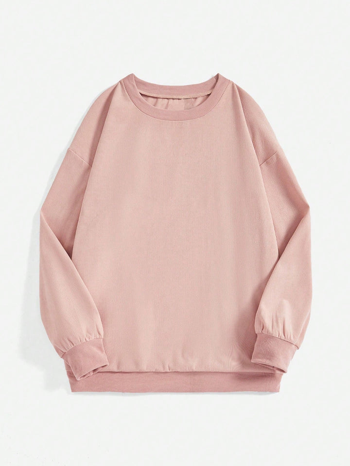 Damen weit geschnittenes Sweatshirt mit geripptem Material und Ballonärmeln – Avérine