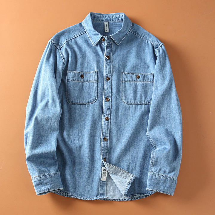 Herren Klassisches Denim-Hemd mit Brusttaschen Echo Archiv