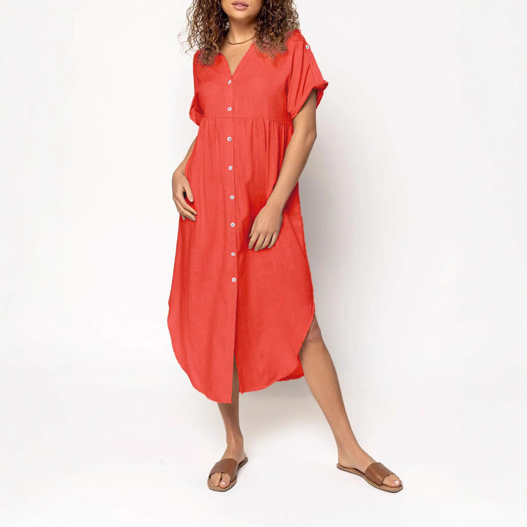 Damen Hemdkleid mit bodenlangem Schnitt und Knopfdetails Echo Archiv