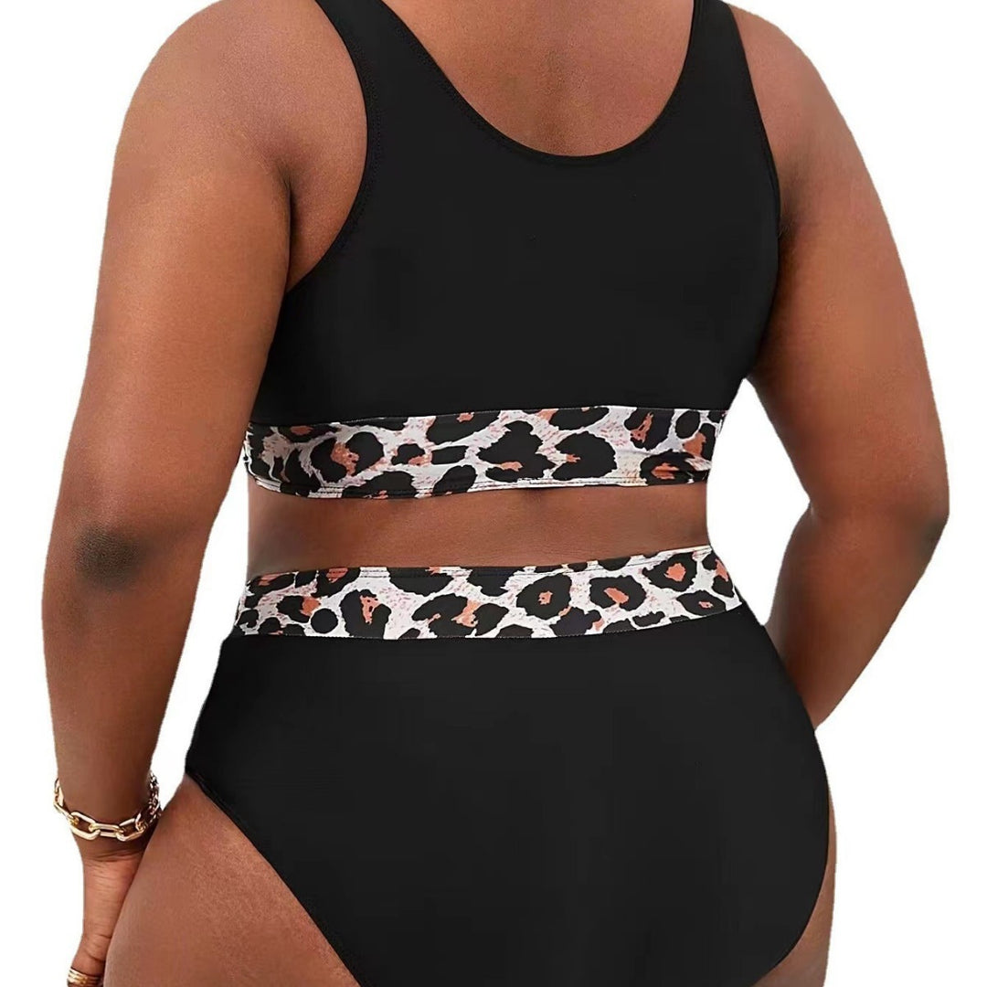 Damen Sportlicher Hochschnitt-Bikini mit Leopardenmuster Echo Archiv