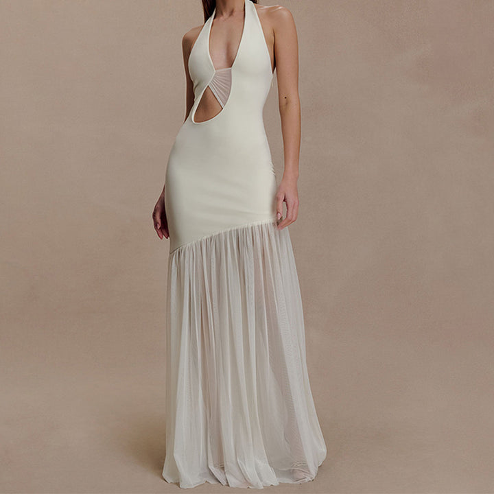 Damen Elegantes Maxikleid mit asymmetrischem Schnitt und tiefem V-Ausschnitt Echo Archiv
