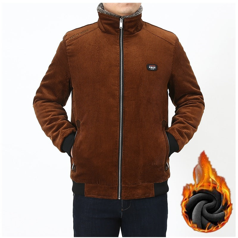 Herren Cord‑Fieldjacke mit kuscheliger Teddyfleece‑Innenlage und Stehkragen Echoarchiv