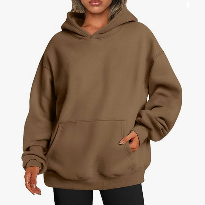 Damen nan Oversize-Kapuzenpullover mit verlängertem Rückenteil, innen angerautem Fleece und Kängurutasche Echo Archiv