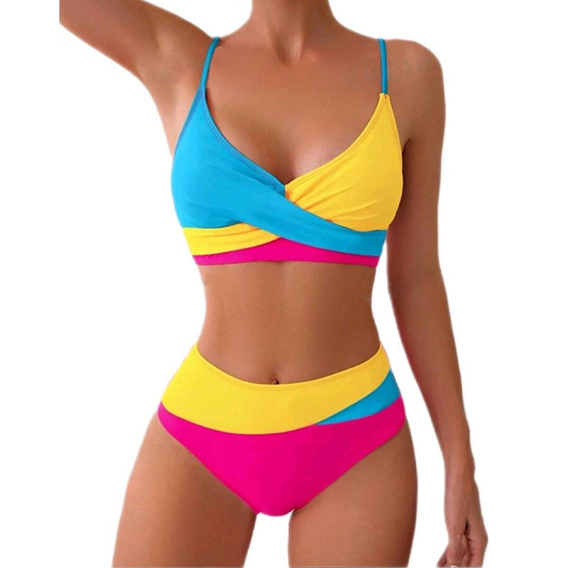 Damen Hoch tailliertes Bikini-Set mit modischem Wickeloberteil Echo Archiv