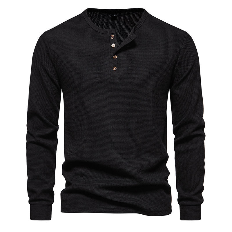 Herren Langarmshirt mit Knopfleiste und strukturiertem Design Echoarchiv