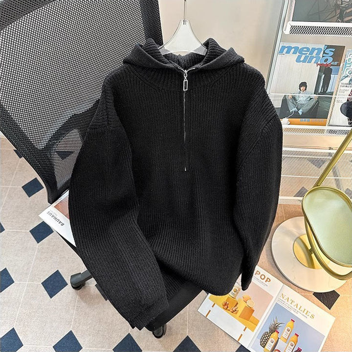 Herren Grobstrick Pullover mit Kapuze und Reißverschluss Echoarchiv