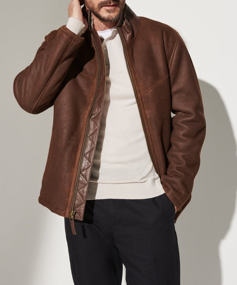 Herren hochwertige Lederjacke mit elegantem Steppdesign Echoarchiv