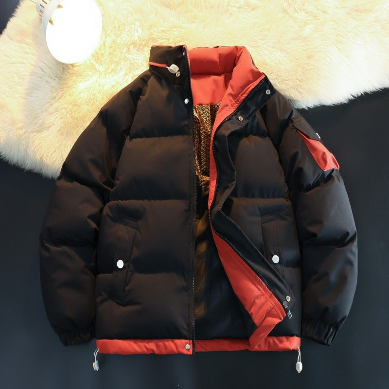 Herren Wattierte Daunenoptik-Outdoorjacke mit hohem Stehkragen, Kontrast-Innenfutter & Ärmeltasche Echoarchiv