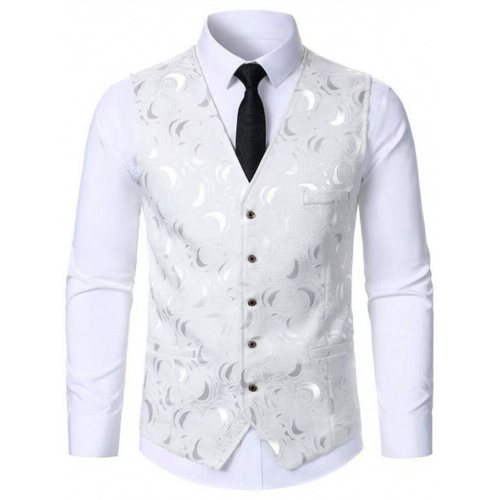 Herren elegante Weste mit floralem Jacquard-Muster Echoarchiv