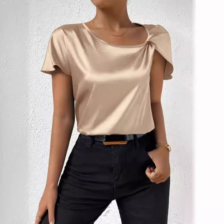 Echoarchiv | Satin Twist Einfarbiger Lockerer Vielseitiger Top