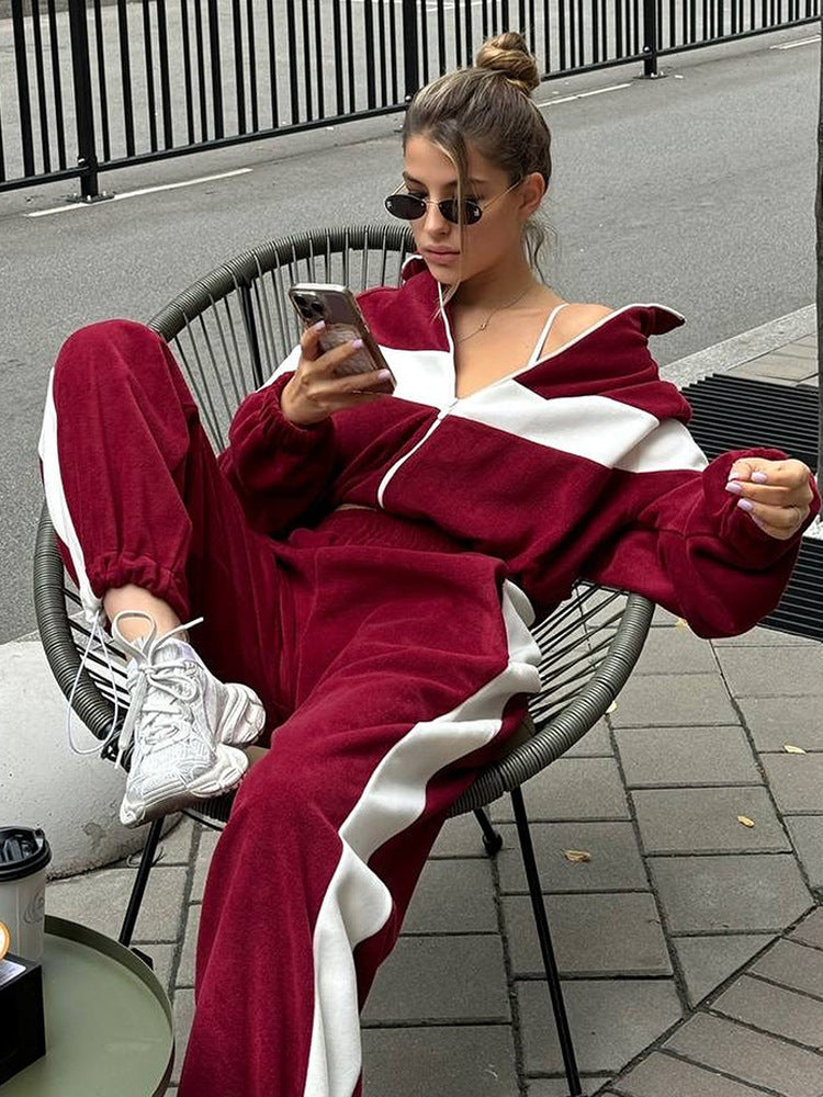 Damen nan kuscheliger Fleece-Trainingsanzug mit Zip-Jacke und elastischen Bündchen Echo Archiv