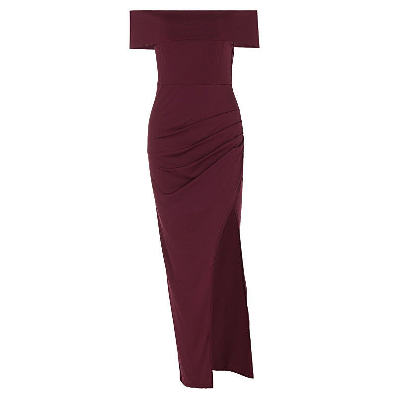 Damen Off-Shoulder Kleid mit figurformendem Schnitt und hohem Schlitz Echo Archiv