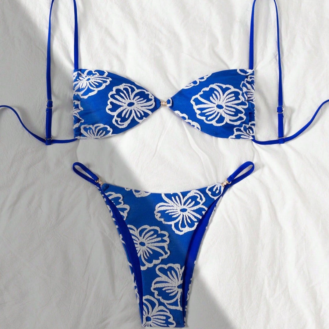 Damen Triangel-Bikini mit floralem Design und verstellbaren Trägern Echo Archiv