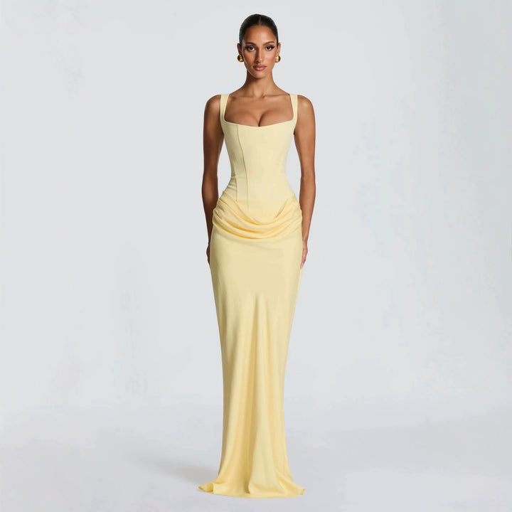 Damen Elegantes langes Etuikleid mit taillierter Silhouette und raffinierter Drapierung Echo Archiv
