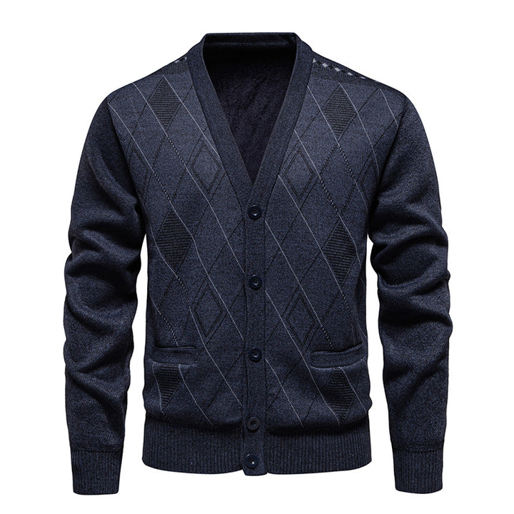 Herren stilvolle Strickjacke mit Rautenmuster Echoarchiv