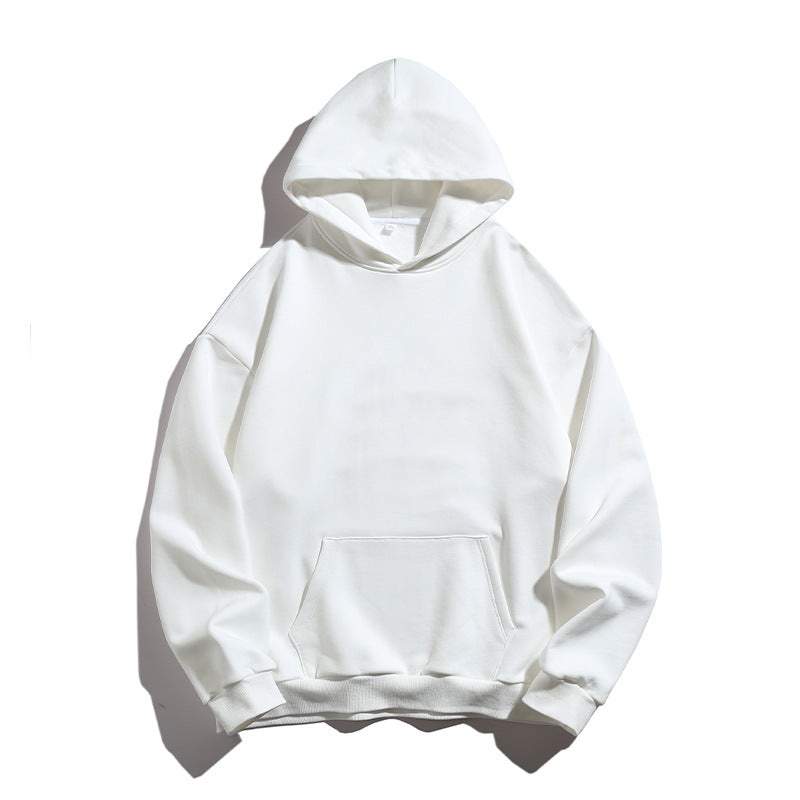 Unisex Kastenförmiger Kapuzenpullover mit minimalistischer Nahtführung, Kängurutasche und verlängertem Rückenteil Echo Archiv