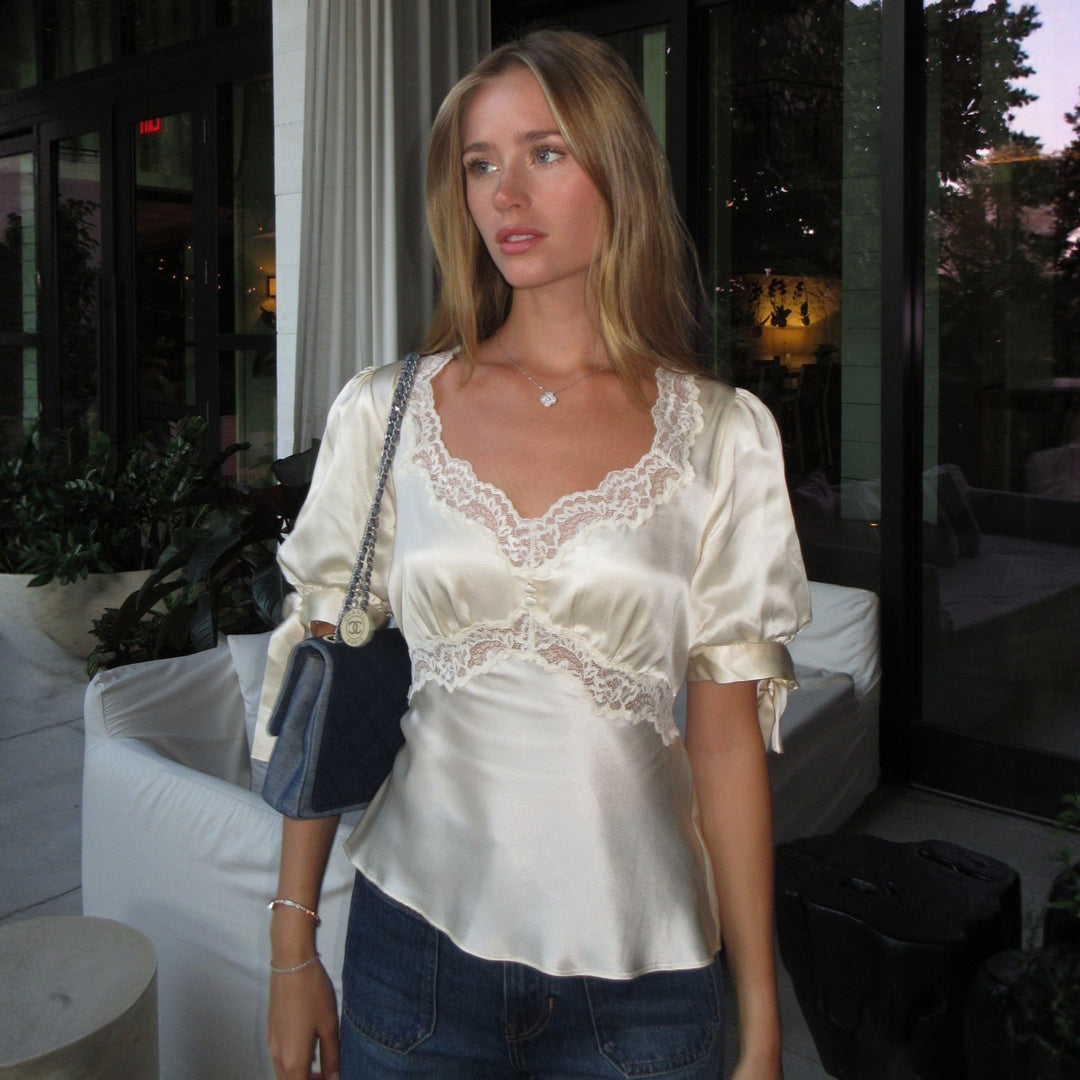 Damen Satinbluse mit Spitzenakzenten Echo Archiv