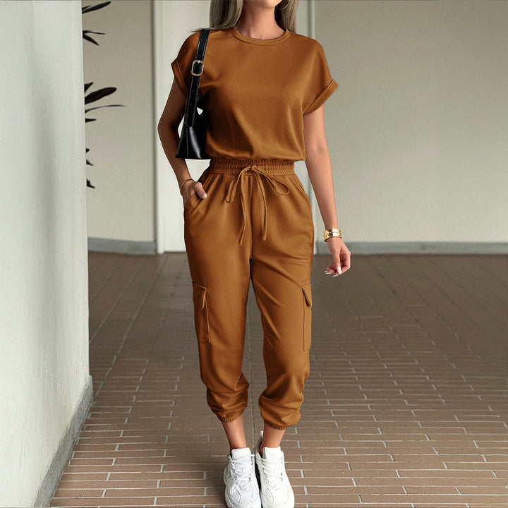 Damen lässiges Zweiteiliges Set mit elastischem Bund und seitlichen Taschen Echo Archiv