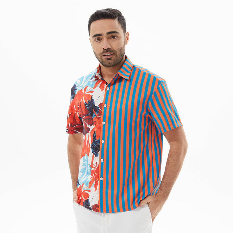 Herren Kurzarmhemd mit buntem Muster und Sommerdesign Echoarchiv