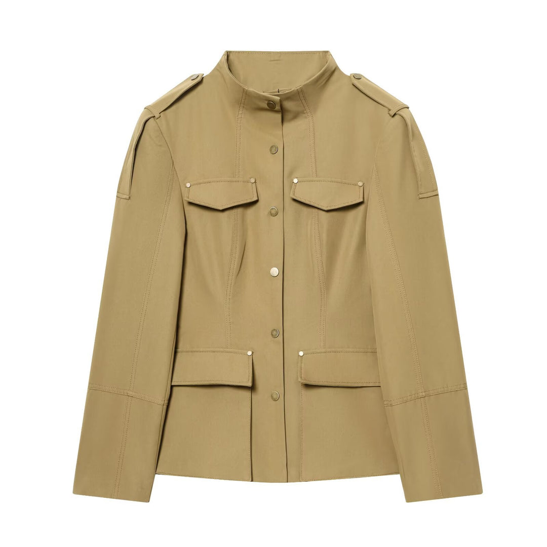 Damen Utility-Jacke mit Stehkragen, Pattentaschen und Schulterklappen Echo Archiv