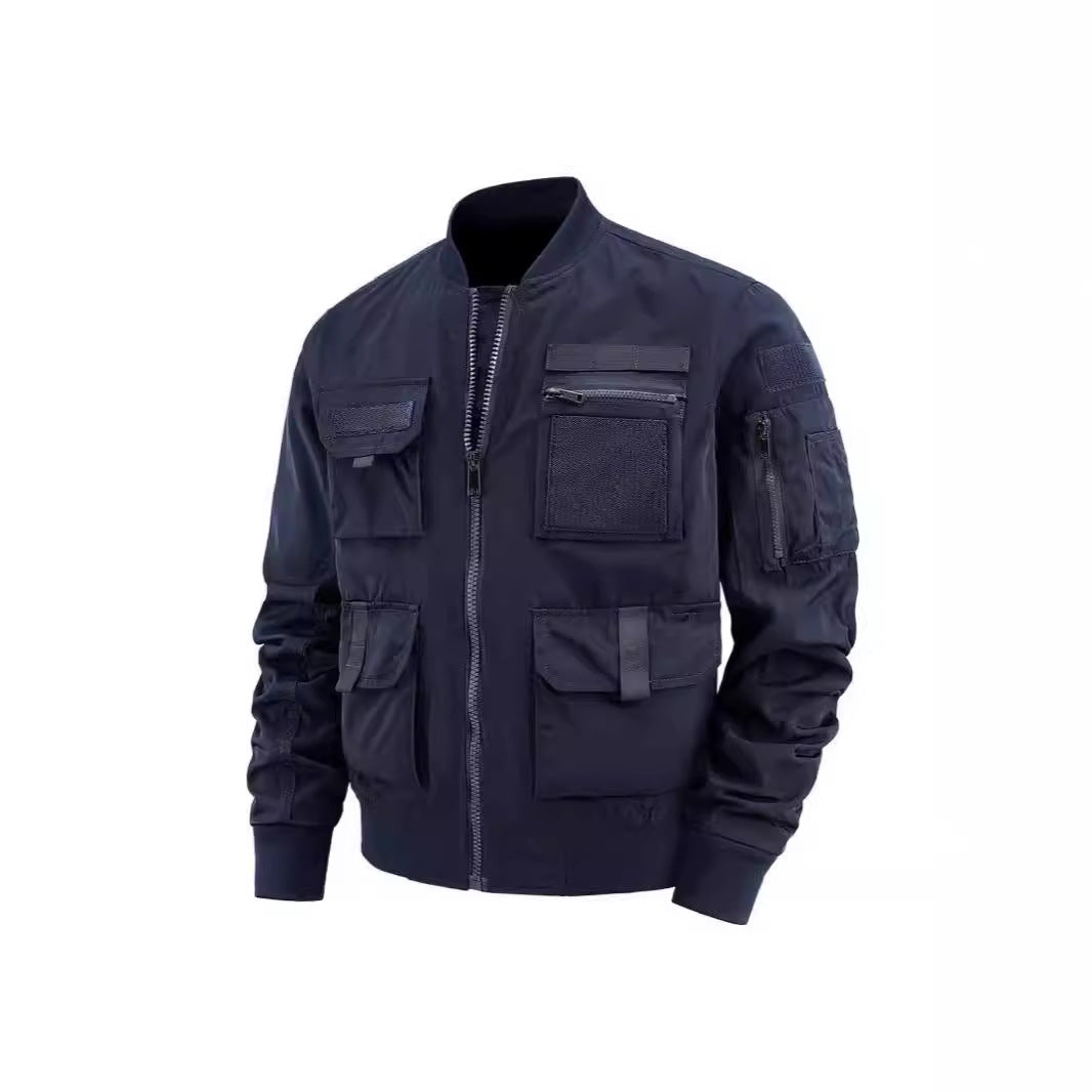 Herren taktische Bomberjacke mit multifunktionalen Taschen und Stretchbündchen – Brevano