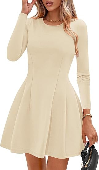 Damen A-Linien Minikleid mit langen Ärmeln Echo Archiv