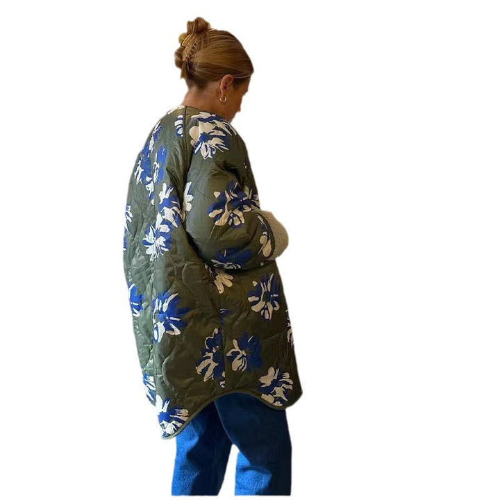 Damen Gepolsterter Steppmantel mit floralem Allover-Print und Teddy-Futter Echo Archiv