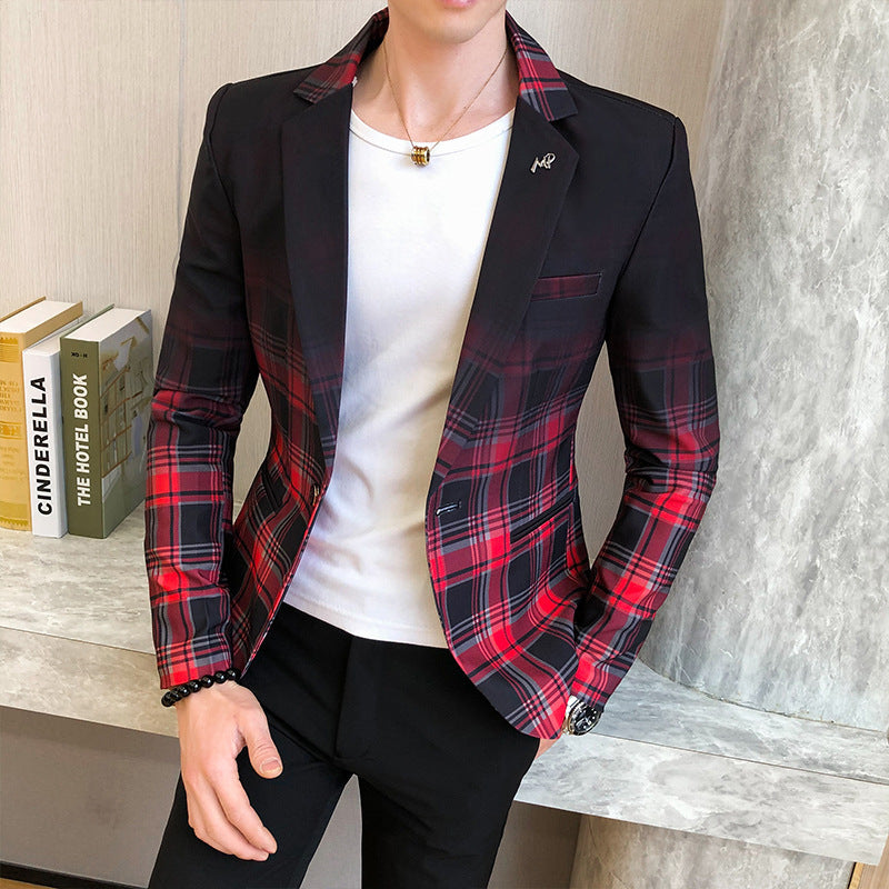Herren eleganter Karo-Blazer mit modernem Schnitt und feinen Details Echoarchiv
