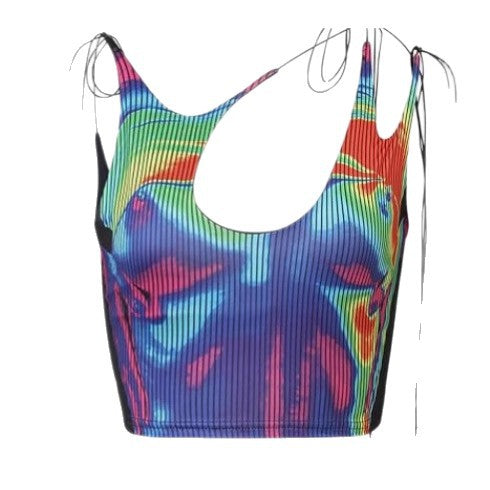 Damen sportliches Crop-Top mit asymmetrischem Design und feinen Schnürdetails Echo Archiv