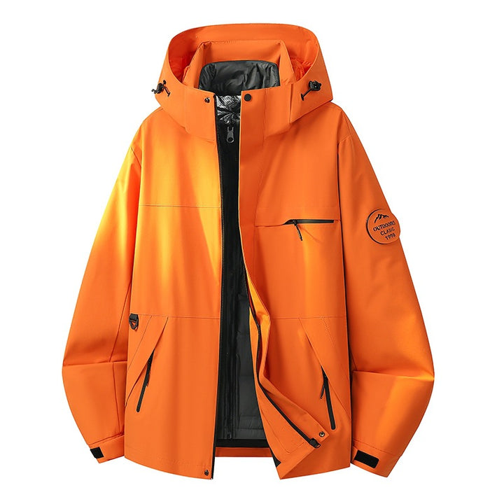 Herren Wetterfeste dreilagige Hardshelljacke mit verstellbarer Kapuze, verschweißten Nähten & Multifunktionstaschen Echoarchiv