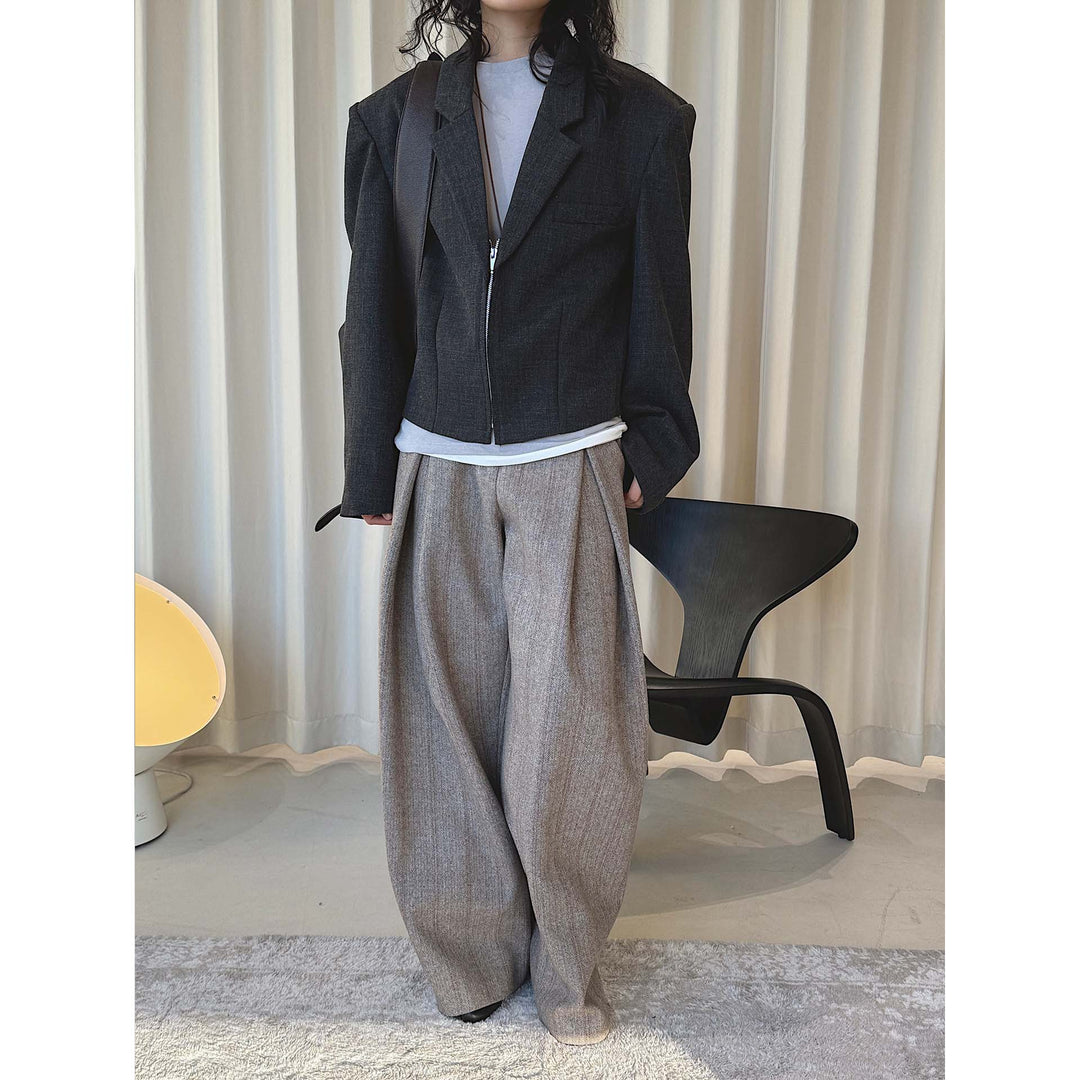 Damen Oversize Wollblend-Blazer mit markanter Schulterpartie Echoarchiv