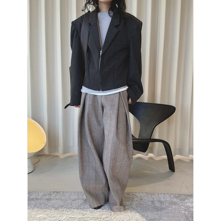 Damen Oversize Wollblend-Blazer mit markanter Schulterpartie Echoarchiv