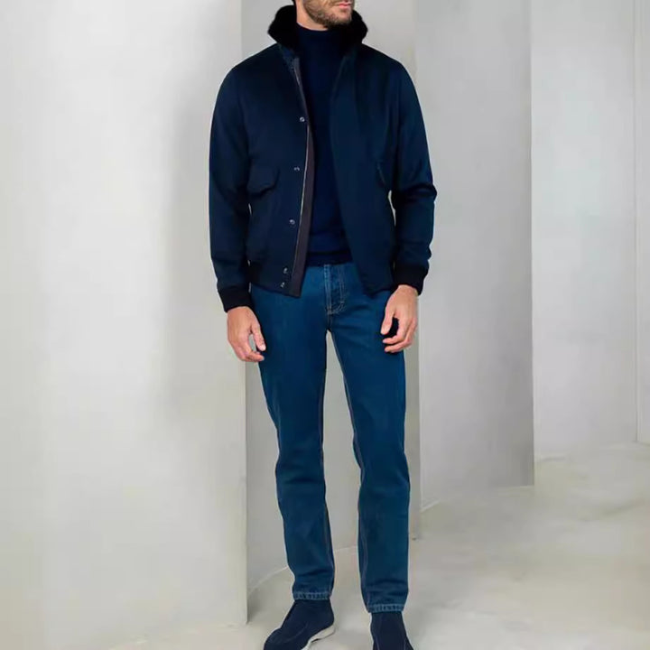 Herren stilvolle Übergangsjacke mit weichem Kragen und praktischen Eingrifftaschen Echoarchiv